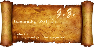Gavansky Zoltán névjegykártya