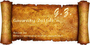 Gavansky Zoltán névjegykártya